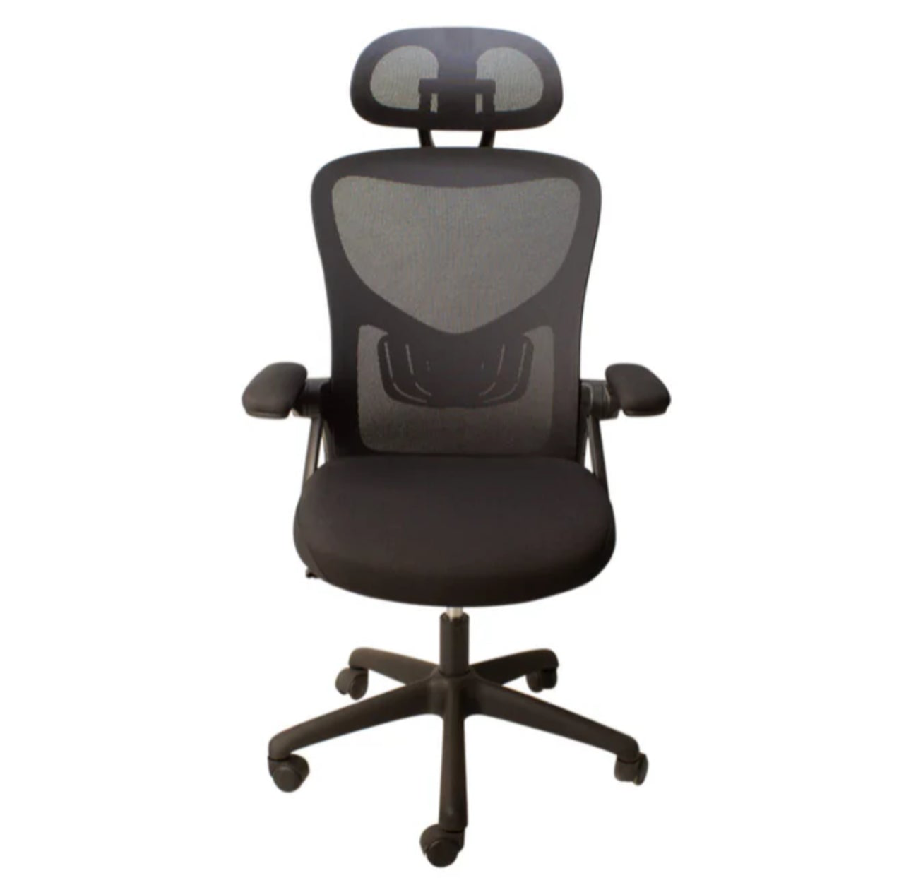 SILLA EJECUTIVA EN MALLA NEGRA
CON BRAZOS ABATIBLES