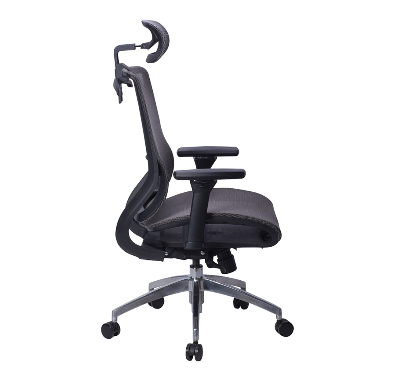 SILLA DIRECTIVA EN MALLA NEGRA Y REPOSANUCA