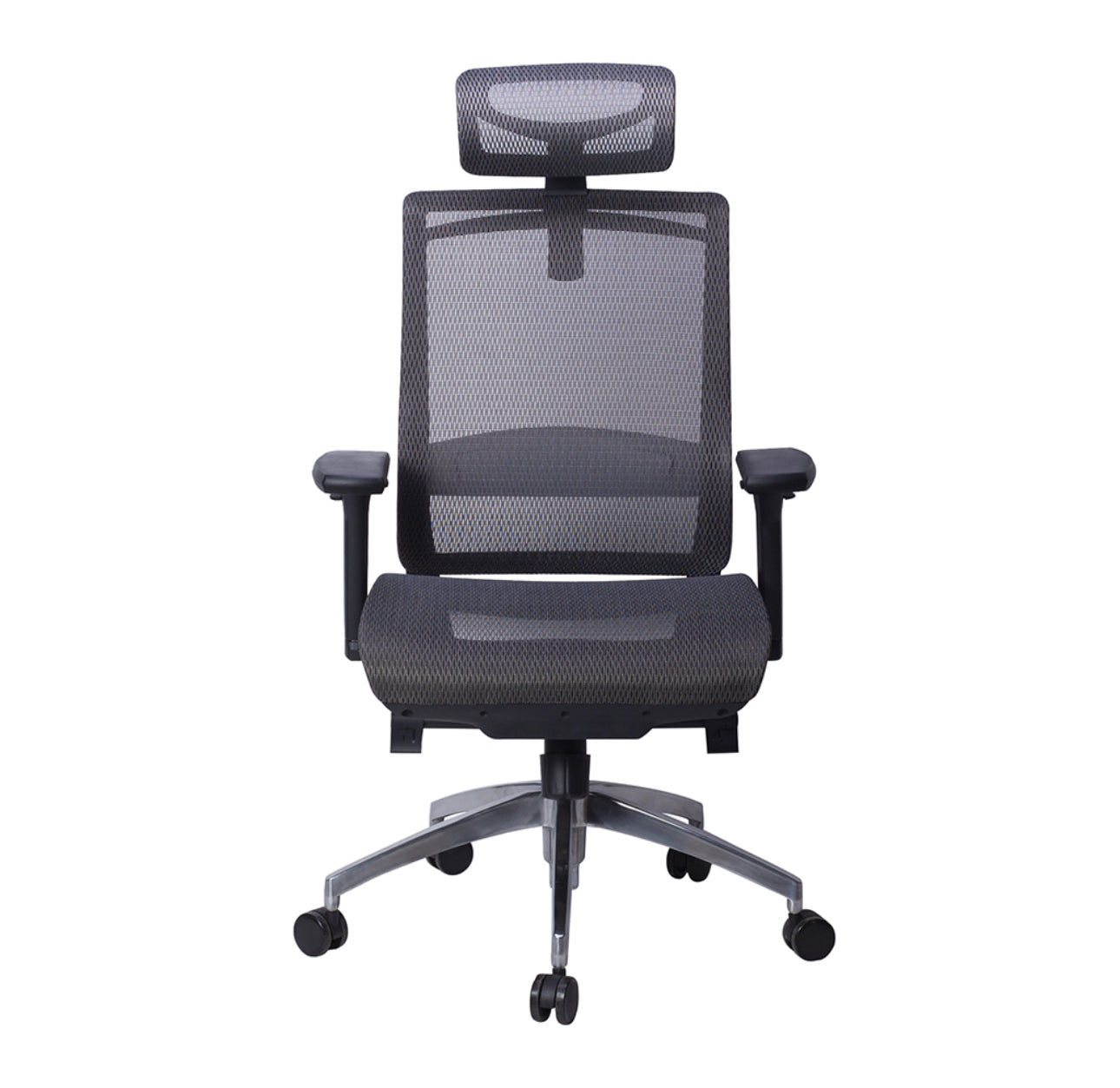 SILLA DIRECTIVA EN MALLA NEGRA Y REPOSANUCA