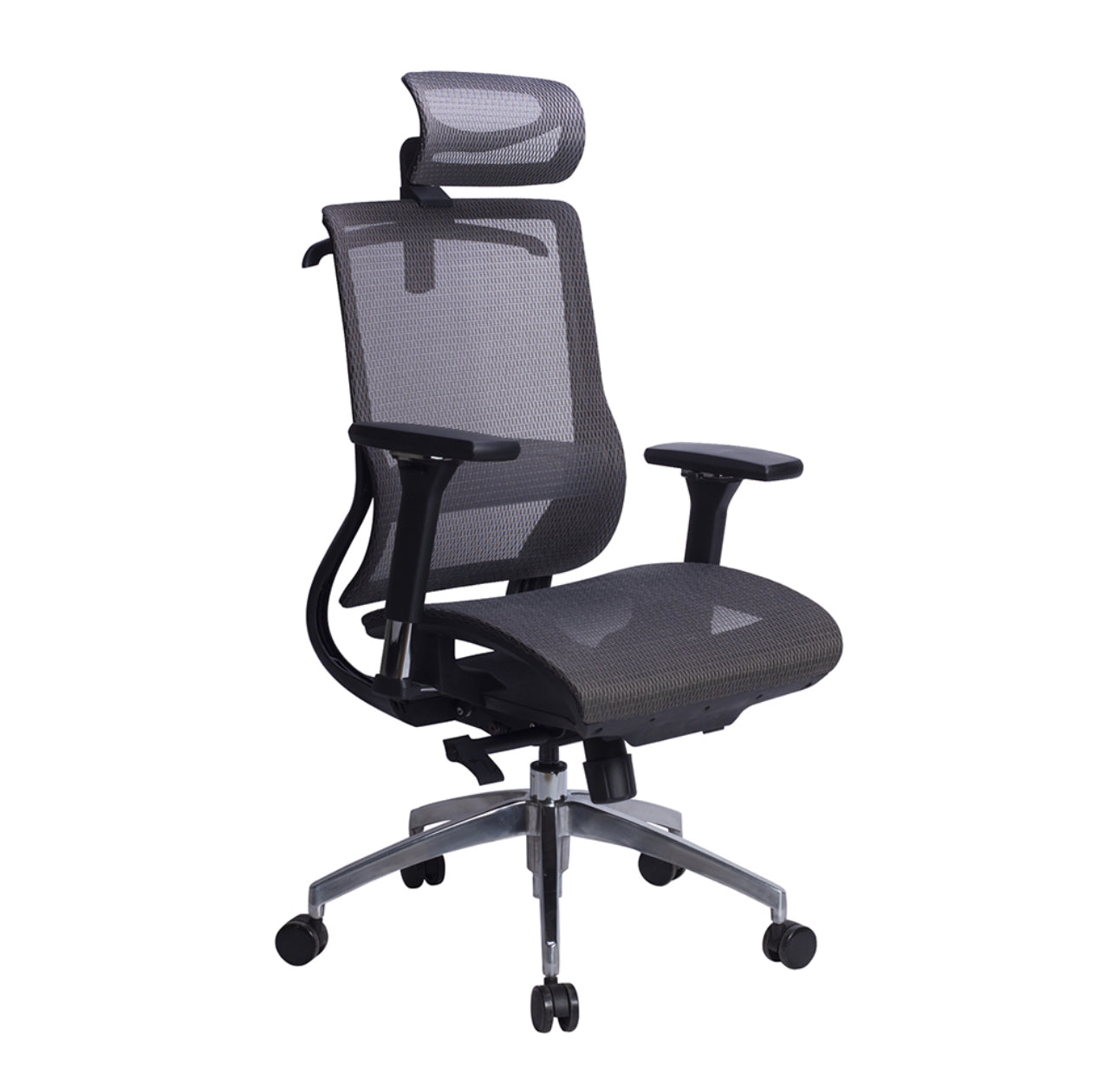 SILLA DIRECTIVA EN MALLA NEGRA Y REPOSANUCA