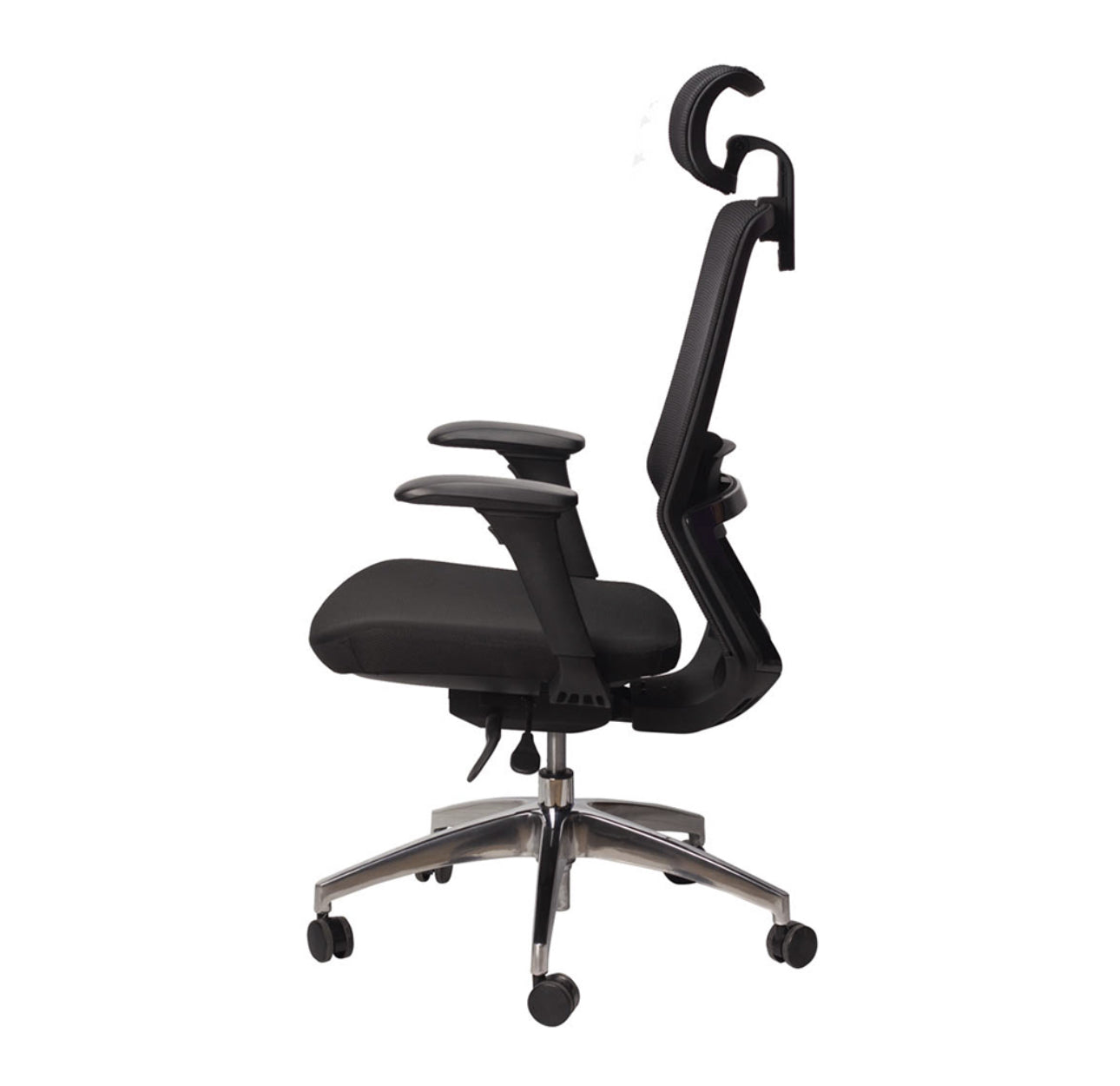 SILLA EJECUTIVA EN MALLA NEGRA CON TELA