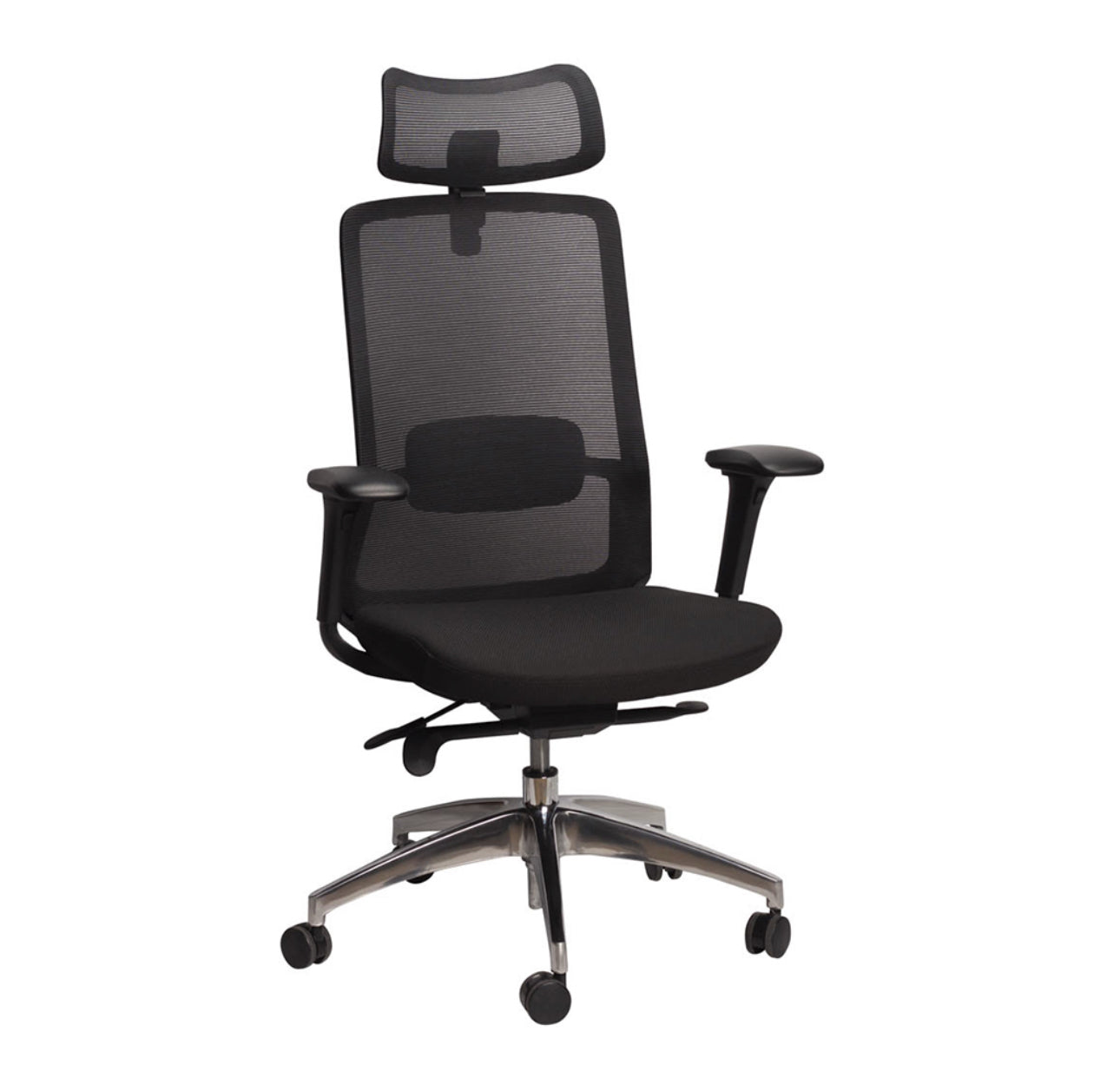 SILLA EJECUTIVA EN MALLA NEGRA CON TELA