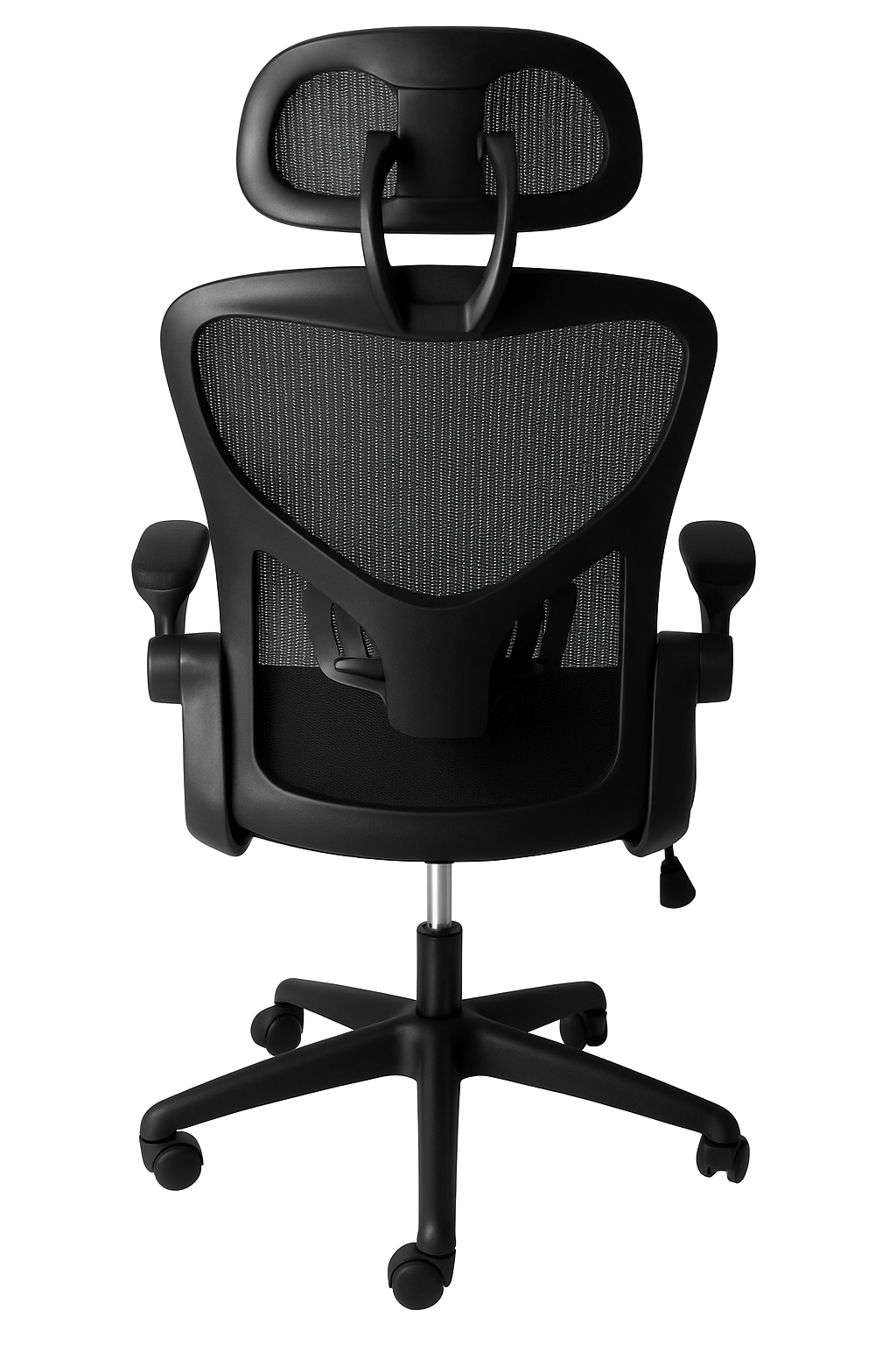SILLA EJECUTIVA EN MALLA NEGRA
CON BRAZOS ABATIBLES